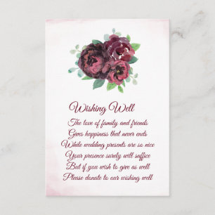 Burgundy Rose Bouquet Wedding Wishing Well Cards