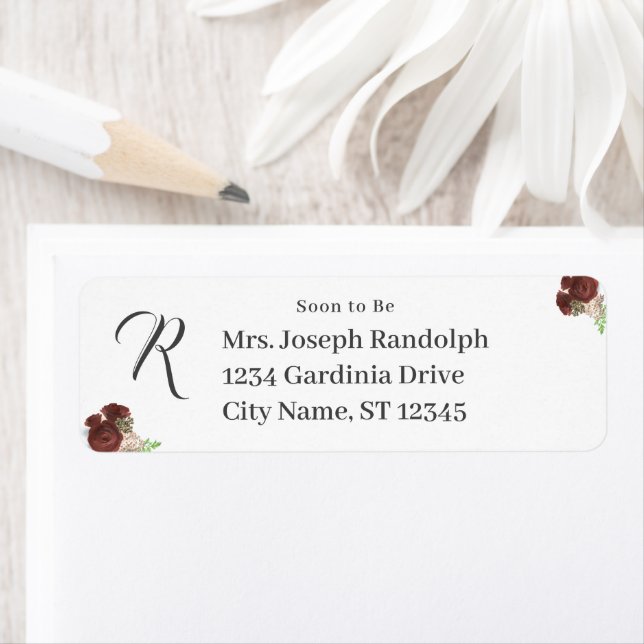 Burgundy Rose-Corsage Monogrammed Paper (Insitu)