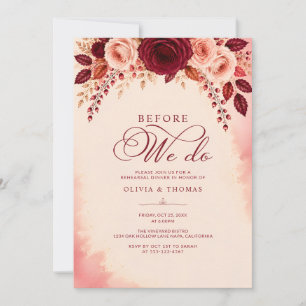 Burgundy Rose Elegance Wedding Rehearsal Dinner Invitation