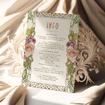 Burgundy Rose Enclosure INFO Vintage Art Nouveau Invitation<br><div class="desc">Art Nouveau Vintage wedding INFO card by Alphonse Mucha in a floral, romantic, and whimsical design. Victorian flourishes complement classic art deco fonts. Please enter your custom information, and you're done. If you wish to change the design further, click the blue "Customise It" button. Thank you so much for considering...</div>