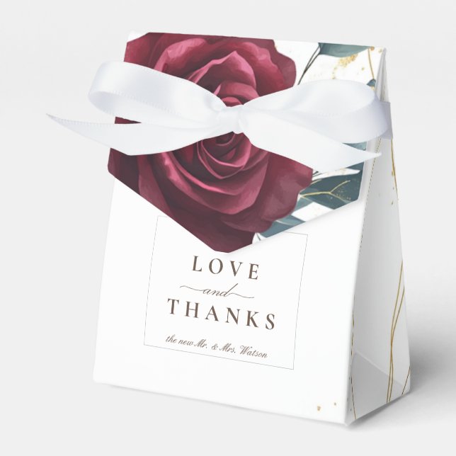  Burgundy Rose Favour Box (Front Side)