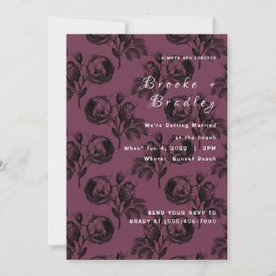 Burgundy Rose Floral Wedding Invitation
