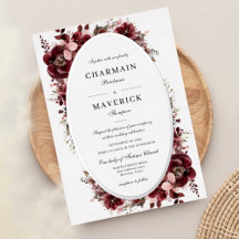 Burgundy Rose Floral Wedding Silver