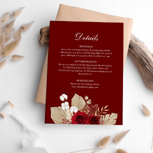 Burgundy Rose Garden Wedding Details Card