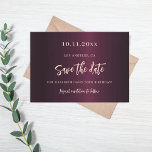 Burgundy rose gold birthday save the date<br><div class="desc">A modern and elegant Save the Date for a 50th birthday party.   A deep burgundy gradient background. Personalise and add date,  place,  name and age. Rose gold coloured text.</div>