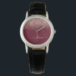 Burgundy Rose Gold Blush Pink Glitter Monogram<br><div class="desc">Burgundy and Rose Gold - Blush Pink Sparkle Glitter Script Monogram Name Watch. This makes the perfect graduation,  birthday,  wedding,  bridal shower,  anniversary,  baby shower or bachelorette party gift for someone that loves glam luxury and chic styles.</div>