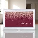 Burgundy Rose Gold Blush Pink Glitter Monogram Business Card Holder<br><div class="desc">Burgundy and Rose Gold - Blush Pink Sparkle Glitter Script Monogram Name Business Card Holder. This makes the perfect sweet 16 birthday,  wedding,  bridal shower,  anniversary,  baby shower or bachelorette party gift for someone that loves glam luxury and chic styles.</div>