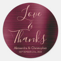 Burgundy Rose Gold Foil Love & Thanks
