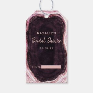 Burgundy & Rose Gold Geode Bridal Display Shower Gift Tags