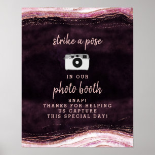 Burgundy Rose Gold Geode Photo Booth Wedding Sign