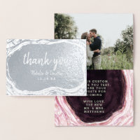 Burgundy & Rose Gold Geode Thank You Wedding Photo
