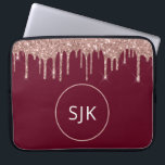 Burgundy Rose Gold Glitter Drips Monogrammed Laptop Sleeve<br><div class="desc">Blush Pink - Rose Gold and Black Faux Glitter Drips and Sparkle Elegant Monogrammed Initials Case. This case can be customised to include your initial and first name.</div>