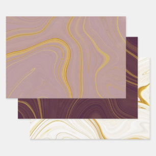 Burgundy Rose Gold Marble Agate Glitter Wrapping Paper Sheet