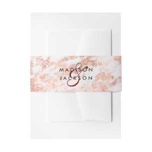 Burgundy & Rose Gold Marble Wedding Monogram Invitation Belly Band