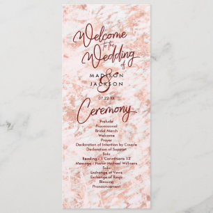 Burgundy & Rose Gold Marbled Wedding Program Programme