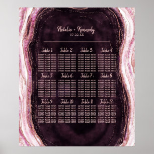 Burgundy & Rose Gold Wedding Table Seating Chart