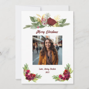 Burgundy Rose Holiday Card