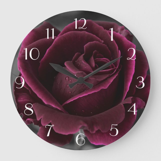 Burgundy Rose Large Clock (Front)