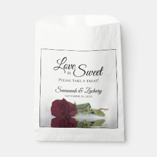 Burgundy Rose Love is Sweet Take a Treat Wedding Favour Bags