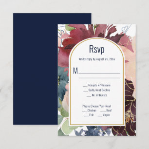 Burgundy, Rose, Navy Gold Arch RSVP Card