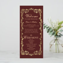 Burgundy Rose Ornate Elegant Programs Wedding