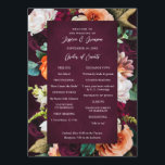 Burgundy Rose Ranunculus Wedding Programme<br><div class="desc">Customise all of the text,  scale and move the graphics,  to suit your event; choose any program paper size</div>