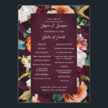 Burgundy Rose Ranunculus Wedding Programme<br><div class="desc">Customise all of the text,  scale and move the graphics,  to suit your event; choose any program paper size</div>