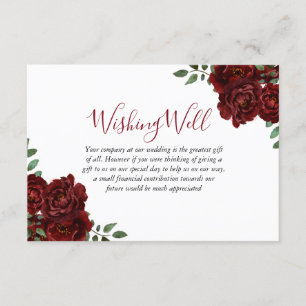 Burgundy Rose Romantic Wedding Wishing Well Enclosure Card