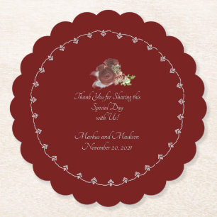 Burgundy Rose Themed  Paper Coaster