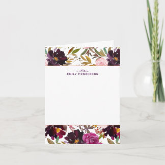 Burgundy Rose Watercolor Floral Print Frame Note Card
