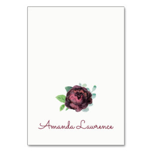 Burgundy Rose Watercolor Personalised Place Cards