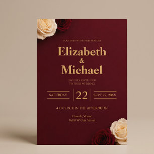 Burgundy Rose Wedding Invitation