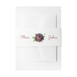 Burgundy Rose Wedding Invitation Belly Bands Band
