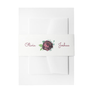 Burgundy Rose Wedding Invitation Belly Bands Band