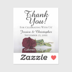 Burgundy Rose Wedding Thank You Mini Bottle Label