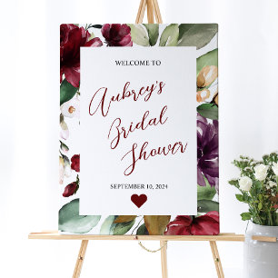 Burgundy Rose Wedding Welcome Sign