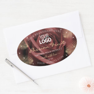 Burgundy Rose with Palm Leaves Product Labels Logo