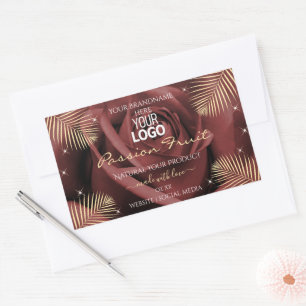 Burgundy Rose with Palm Leaves Product Labels Logo