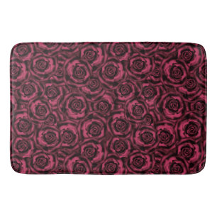 Burgundy roses bath mat