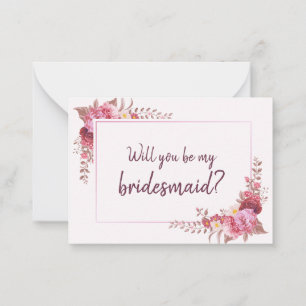 Burgundy Roses Bridesmaid Proposal Card