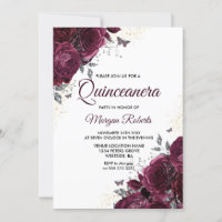 Burgundy Roses Butterflies Quinceanera Party