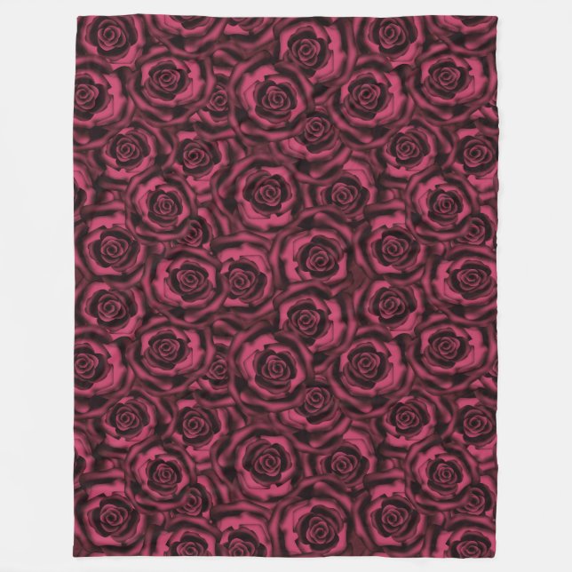 Burgundy roses fleece blanket (Front)