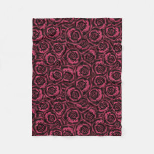 Burgundy roses fleece blanket