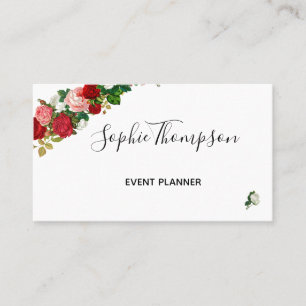 BURGUNDY ROSES FLORAL GARLAND FLOWER BUSINESS CARD