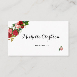 Burgundy Roses Floral Garland Flower Wedding Place Card