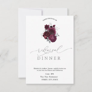 Burgundy Roses Rehearsal Dinner Invitation