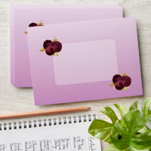 Burgundy Roses & Rose Gold Glitter Sweet 16 Envelope