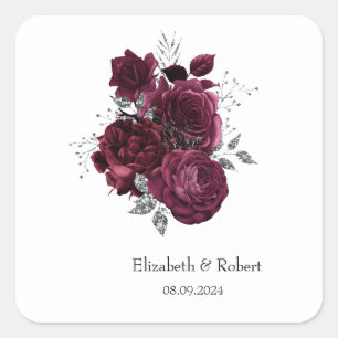 Burgundy Roses Square Sticker