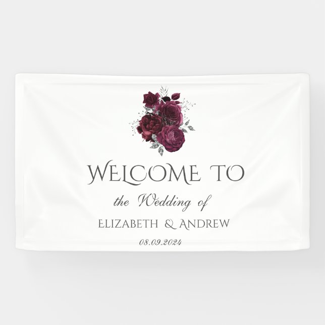 Burgundy Roses Wedding  Banner (Horizontal)