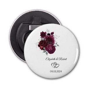 Burgundy Roses Wedding Bottle Opener